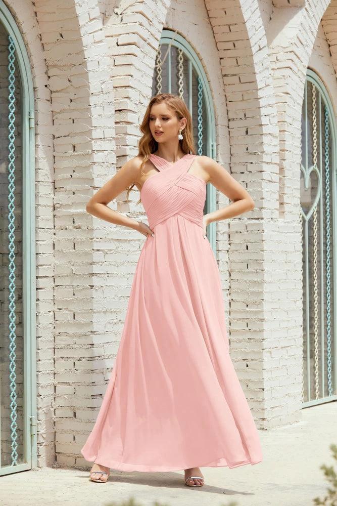 Halter Bridesmaid Dresses Formal Cocktail Prom Gown 28015 - Image 25