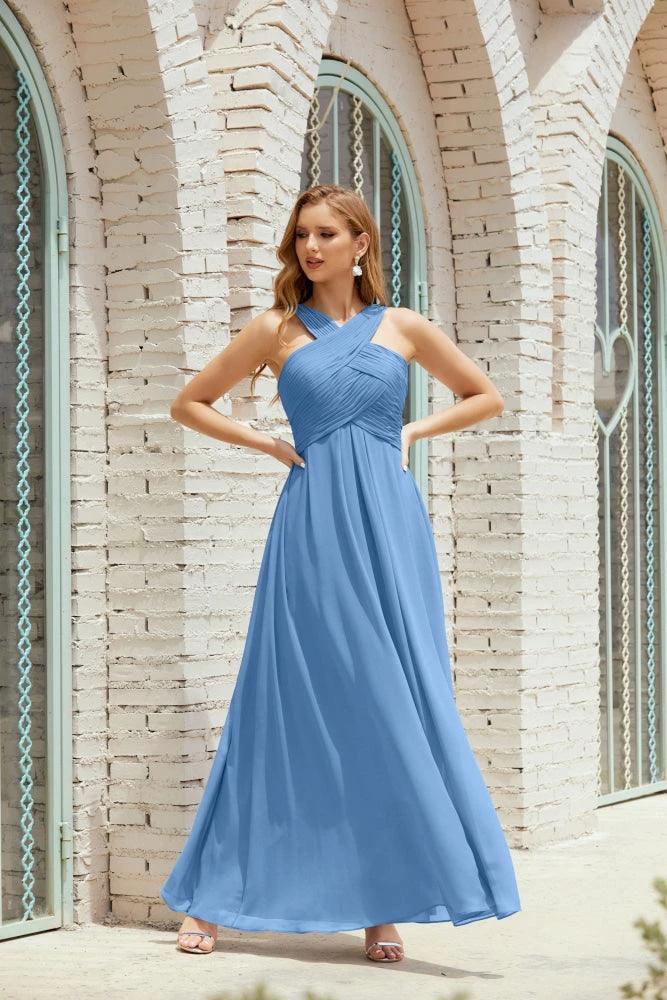Halter Bridesmaid Dresses Formal Cocktail Prom Gown 28015 - Image 28