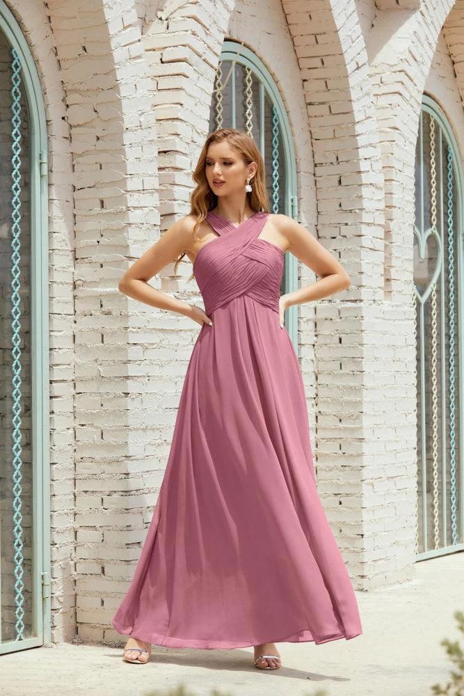 Halter Bridesmaid Dresses Formal Cocktail Prom Gown 28015 - Image 31