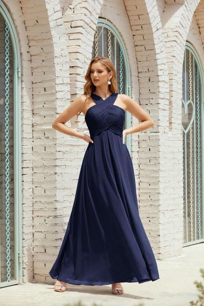 Halter Bridesmaid Dresses Formal Cocktail Prom Gown 28015 - Image 37