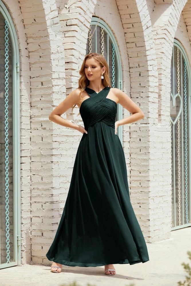 Halter Bridesmaid Dresses Formal Cocktail Prom Gown 28015 - Image 49