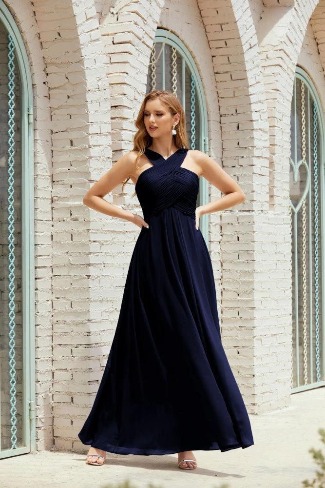 Halter Bridesmaid Dresses Formal Cocktail Prom Gown 28015 - Image 52