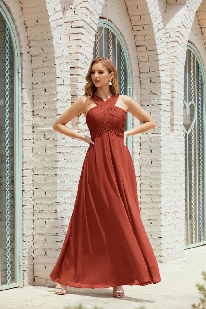 Halter Bridesmaid Dresses Formal Cocktail Prom Gown 28015 - Image 55