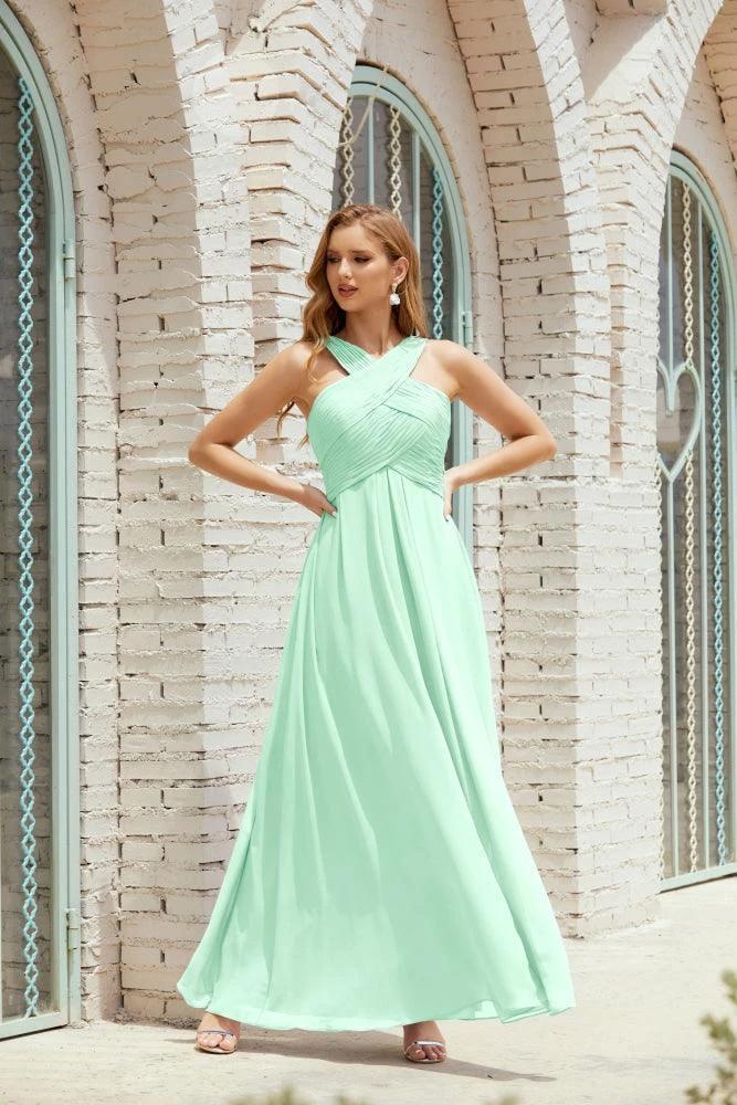 Halter Bridesmaid Dresses Formal Cocktail Prom Gown 28015 - Image 64