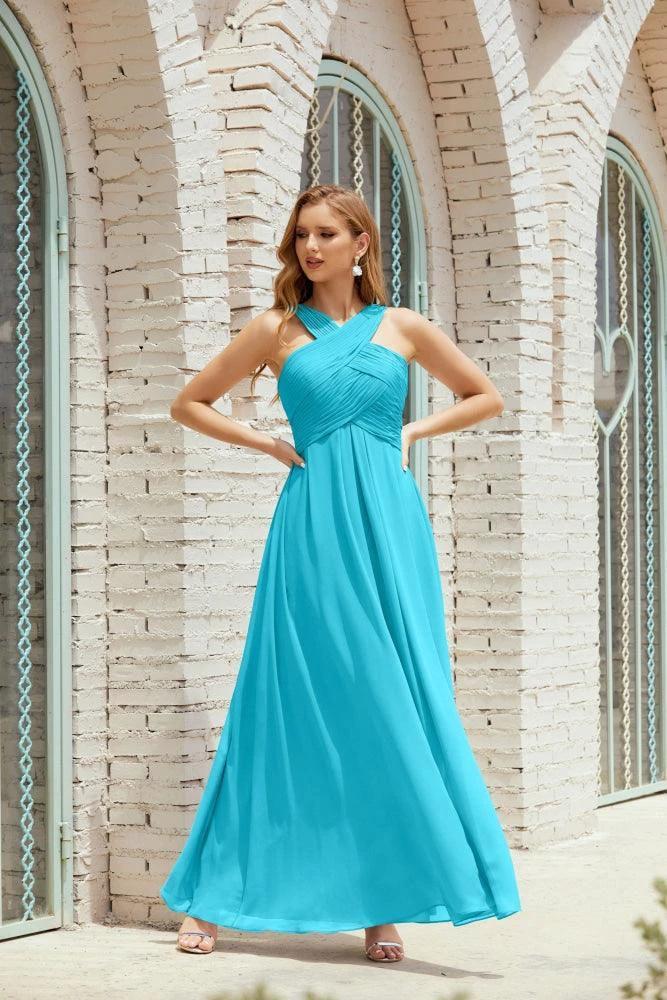 Halter Bridesmaid Dresses Formal Cocktail Prom Gown 28015 - Image 67