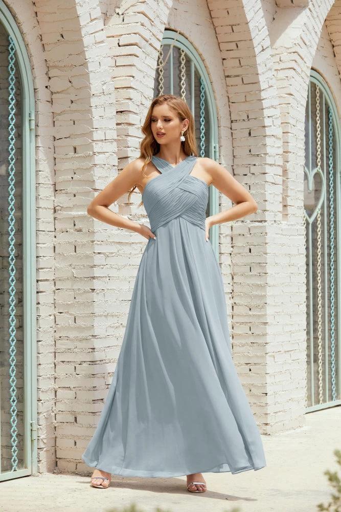 Halter Bridesmaid Dresses Formal Cocktail Prom Gown 28015 - Image 73