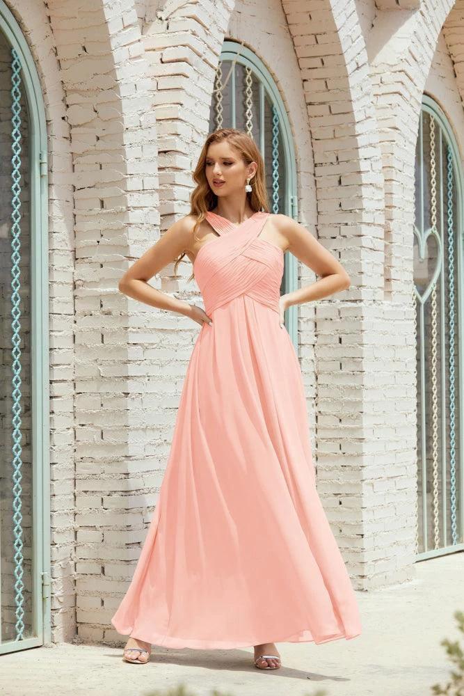 Halter Bridesmaid Dresses Formal Cocktail Prom Gown 28015 - Image 85