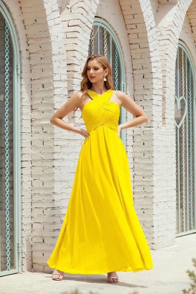 Halter Bridesmaid Dresses Formal Cocktail Prom Gown 28015 - Image 97