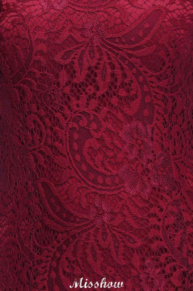 Halter Mermaid Evening Dress Floor Length Lace Burgundy Bridesmaid Dresses - Image 8
