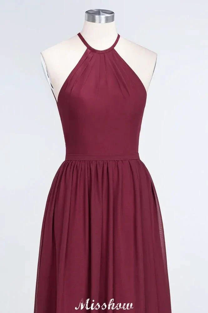 Halter Sleeveless Floor-Length Bridesmaid Dress with Ruffles - Image 7