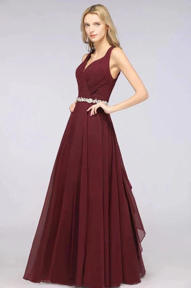 Halter V-Neck Sleeveless Ruffle Bridesmaid Dress with Appliques Sashes Evening Swing Dress - Image 5