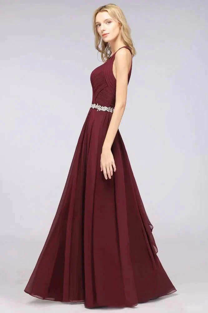 Halter V-Neck Sleeveless Ruffle Bridesmaid Dress with Appliques Sashes Evening Swing Dress - Image 6