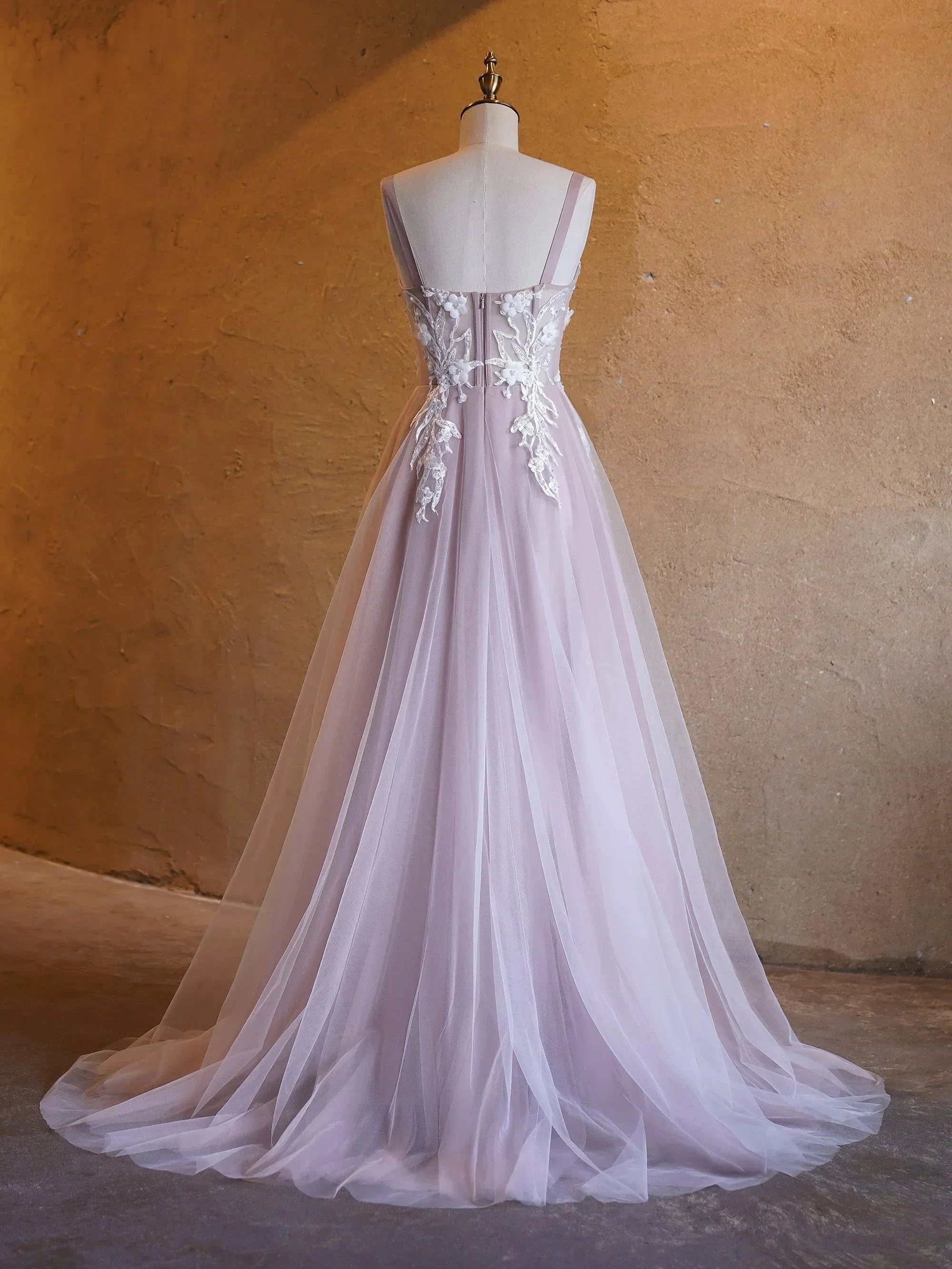 Felicity |Lavender A-line Sweetheart Neckline Tulle Sweep Train Prom Dress - Image 2