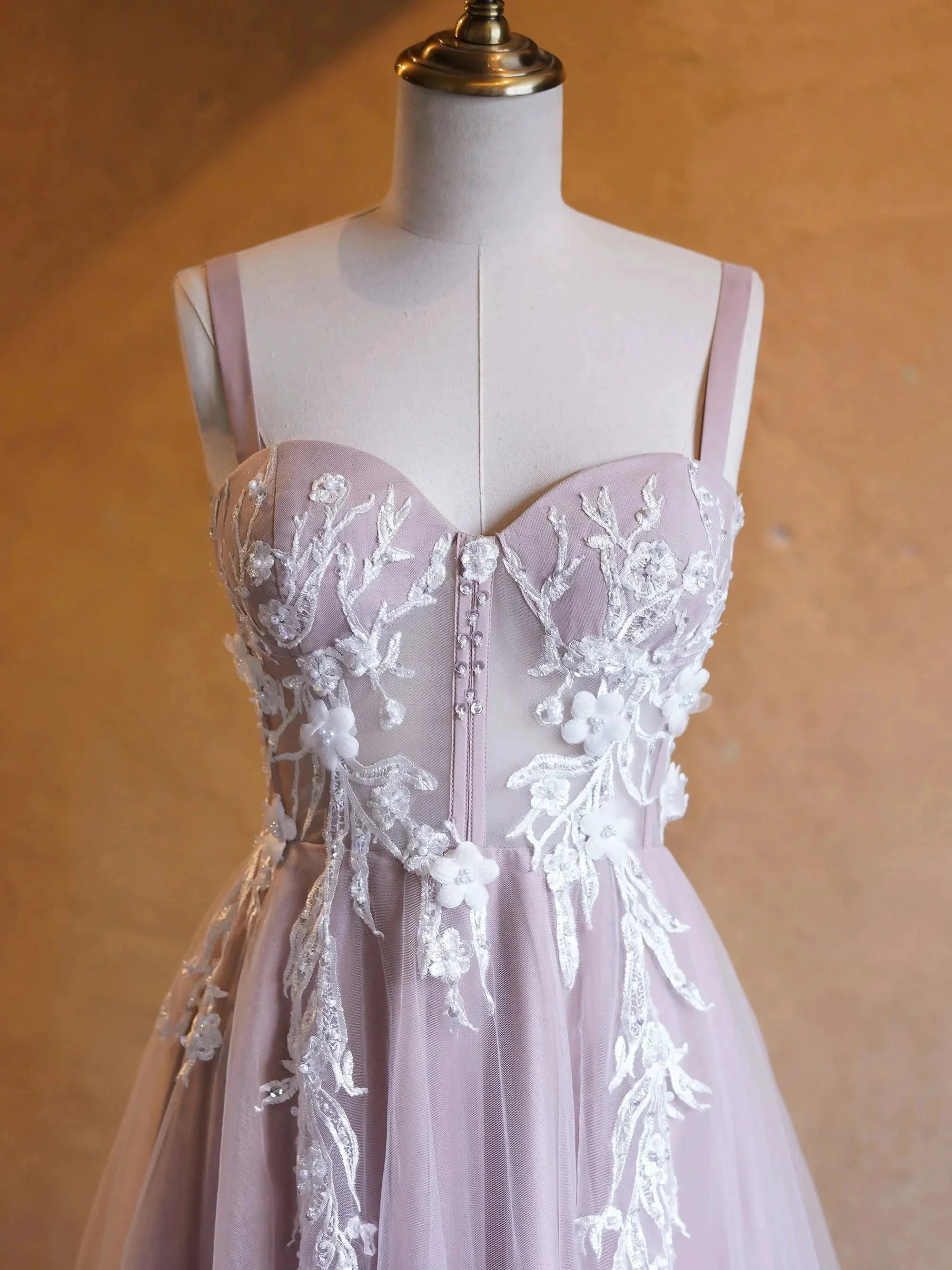 Felicity |Lavender A-line Sweetheart Neckline Tulle Sweep Train Prom Dress - Image 3
