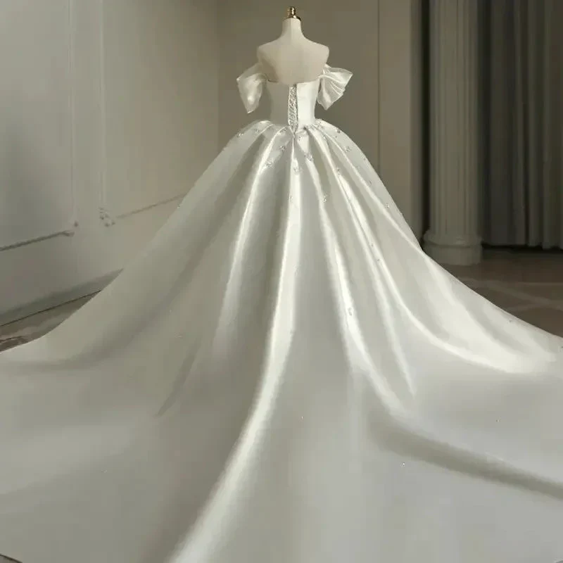 Heavy Industry Luxury Satin Tail Wedding Dress Y6858 - Image 3