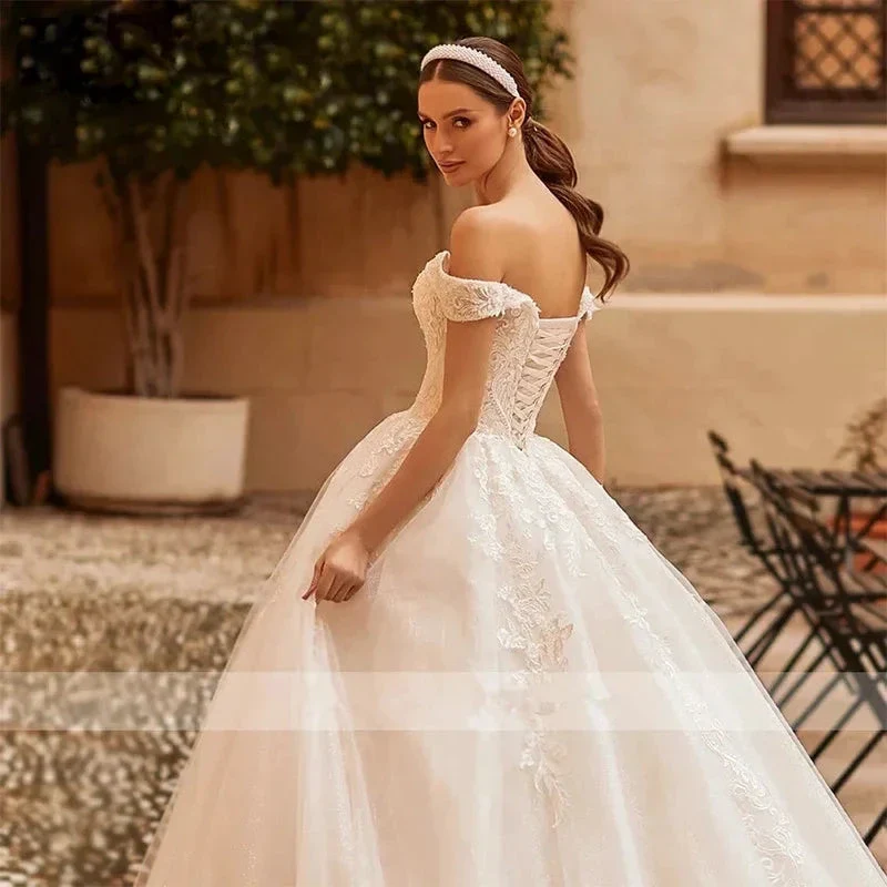 Custom Made Gorgeous Wedding Dresses Sexy Off The Shoulder Lace Appliques Elegant Bridal Robe - Image 5