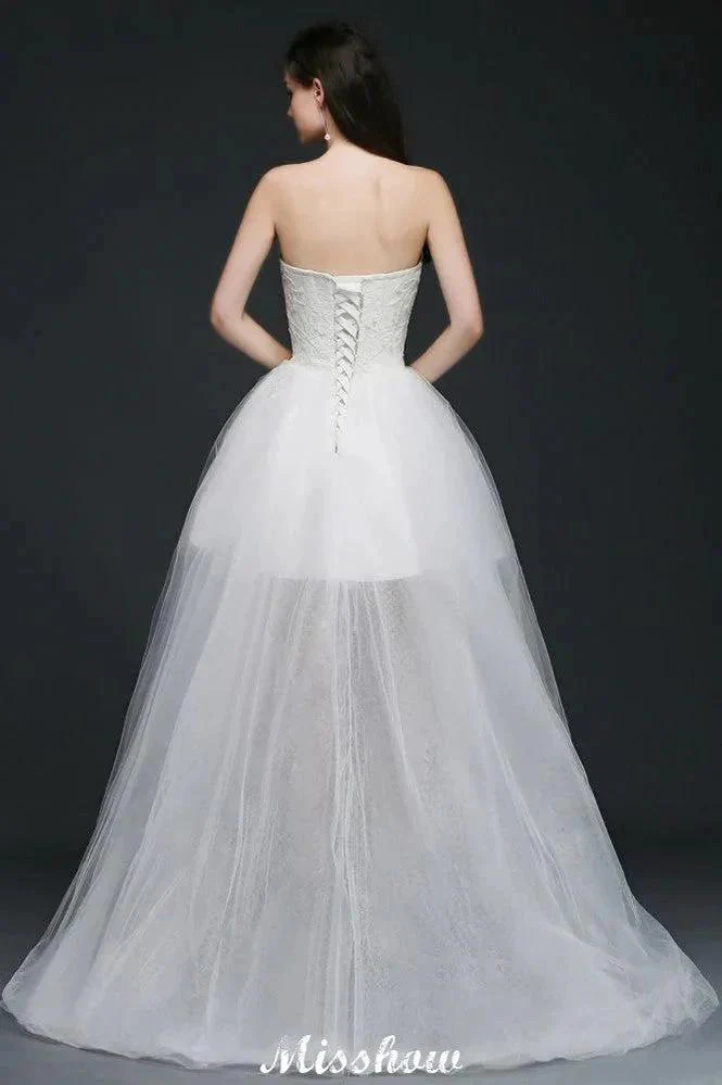 Hi-Lo Tulle A-line Lace Wedding Dress - Image 2