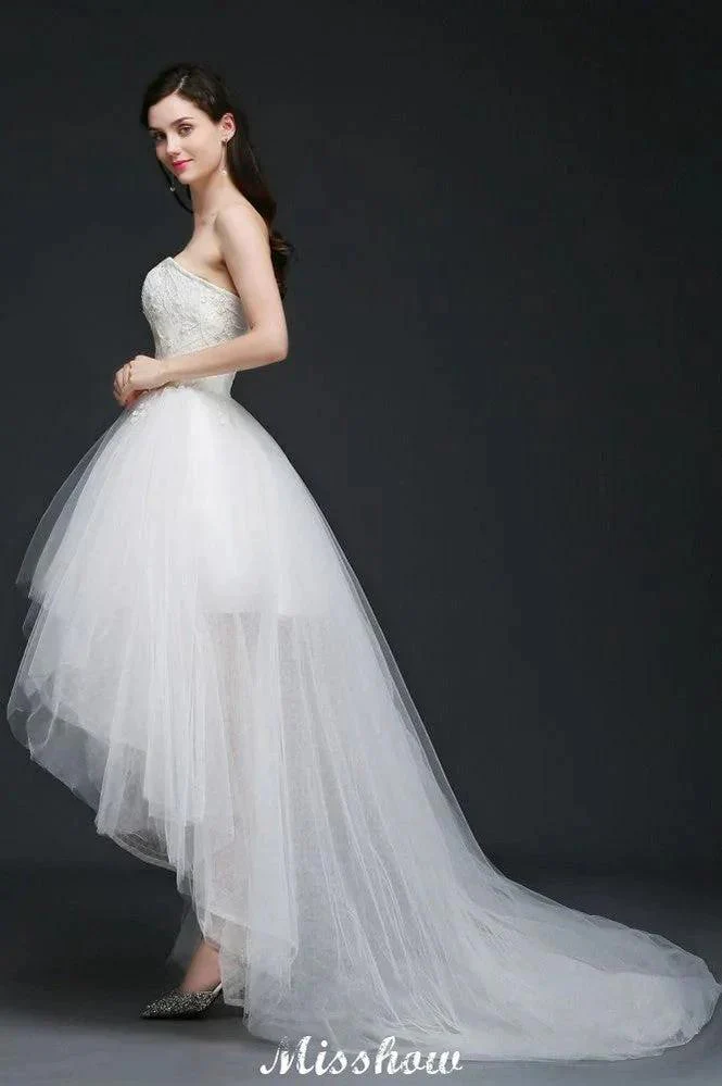 Hi-Lo Tulle A-line Lace Wedding Dress - Image 3