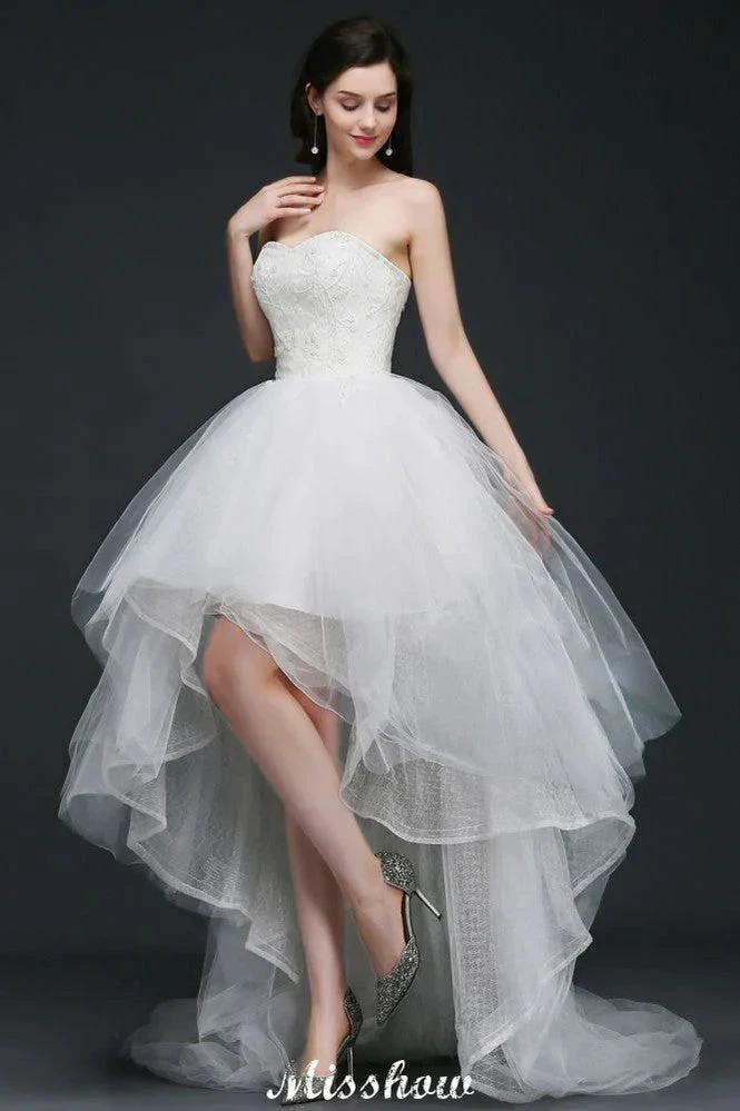 Hi-Lo Tulle A-line Lace Wedding Dress - Image 4