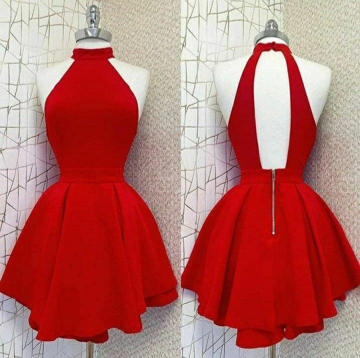 High Collar Red Short Party Dress Back To School Dress Red Homecoming Dress Y30 - Image 2