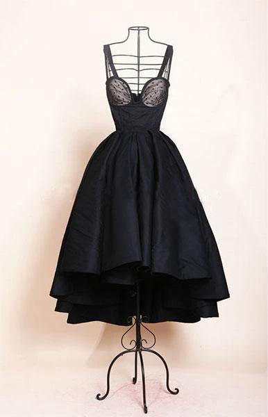 High Low Black Dress Vintage Homecoming Dresses Short Prom Dress PD387 - Image 4