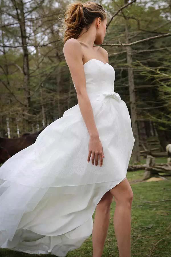 High Low Sweetheart Sleeveless Organza Applique Wedding Dress WD150 - Image 2