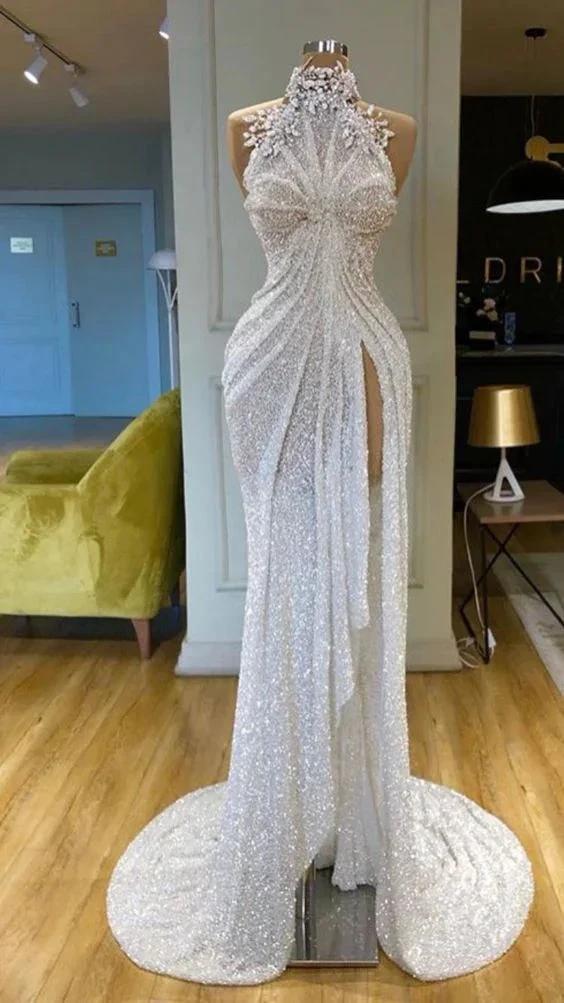 High Neck Applique Evening Dress Saudi Arabia Style Sleeveless Long Formal Dresses Y958 - Image 2