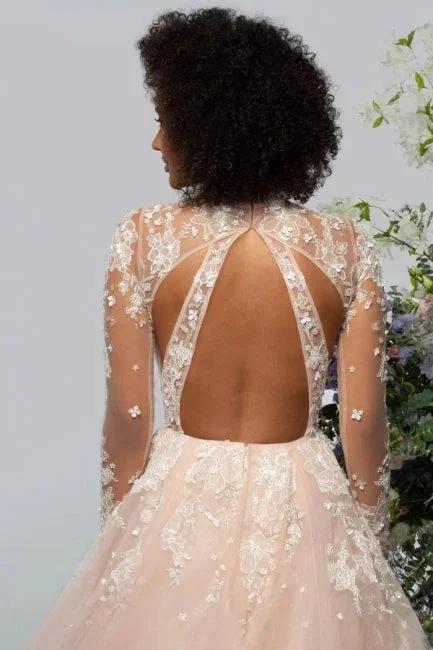 High neck Elegant Lace Long sleeves Wedding Dress - Image 3