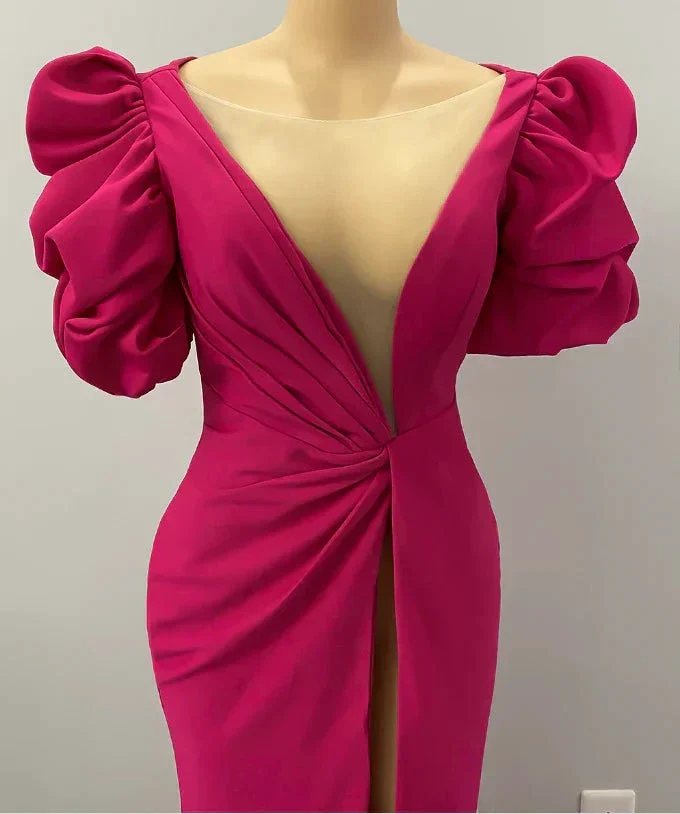 High Split Mermaid Long Evening Dress Hot Pink African Party Dress Y1900 - Image 4