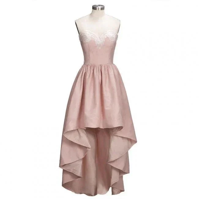 Charming Sweetheart Lace Hi-Lo Homecoming Dress Gold Sleveless Short Party Dress with Appliques - Image 4