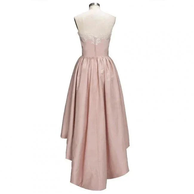 Charming Sweetheart Lace Hi-Lo Homecoming Dress Gold Sleveless Short Party Dress with Appliques - Image 5