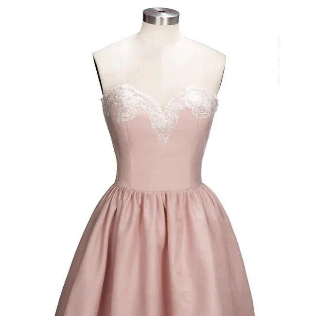 Charming Sweetheart Lace Hi-Lo Homecoming Dress Gold Sleveless Short Party Dress with Appliques - Image 6