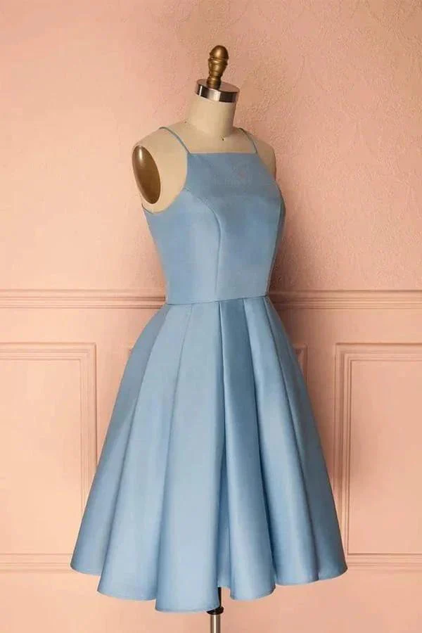 Homecoming Dress Blue Halter Sleeveless Short Prom Dress Party Dress PD369 - Image 2