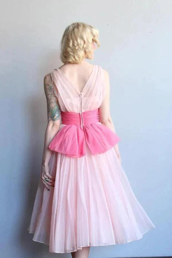 Homecoming Dress Chiffon Vintage Blue Pink Short Prom Dress Party Dress PD353 - Image 3