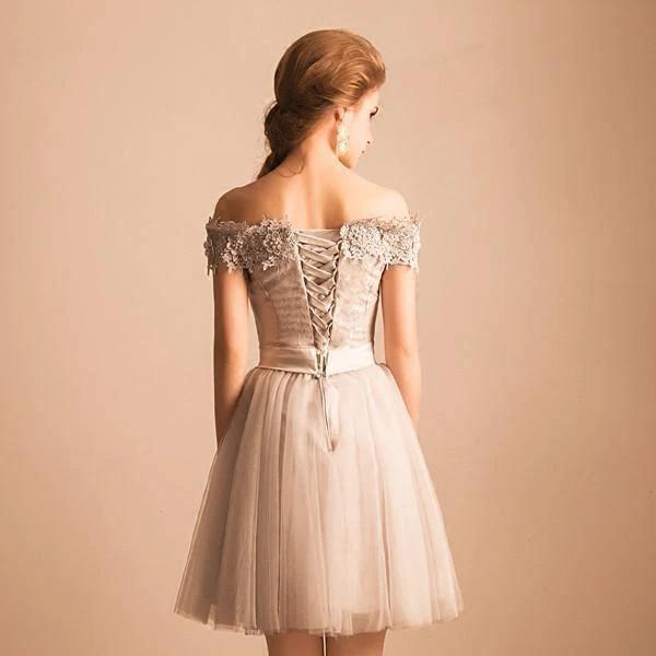 Homecoming Dress Off-the-shoulder Lace Short Prom Dress Party Dress PD352 - Image 3