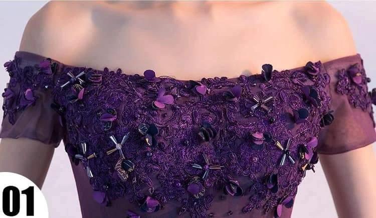 Homecoming Dress Purple Off-the-shoulder Short Prom Dress Party Dress PD354 - Image 3