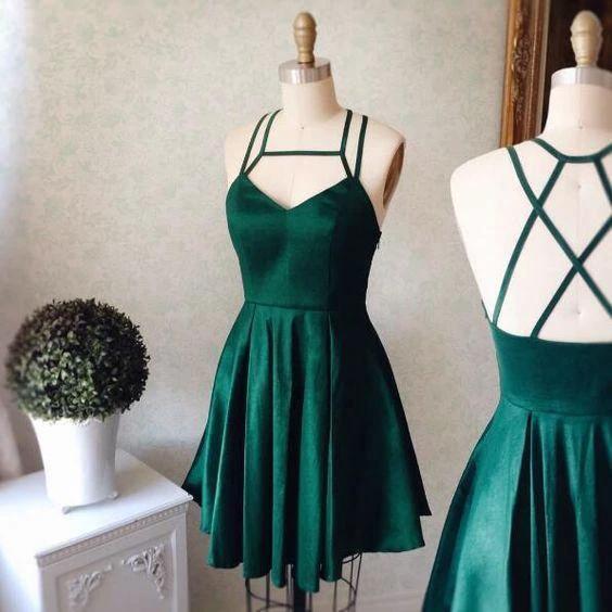 Homecoming Dress Sexy Halter Dark Green Short Prom Dress Party Dress PD402 - Image 2