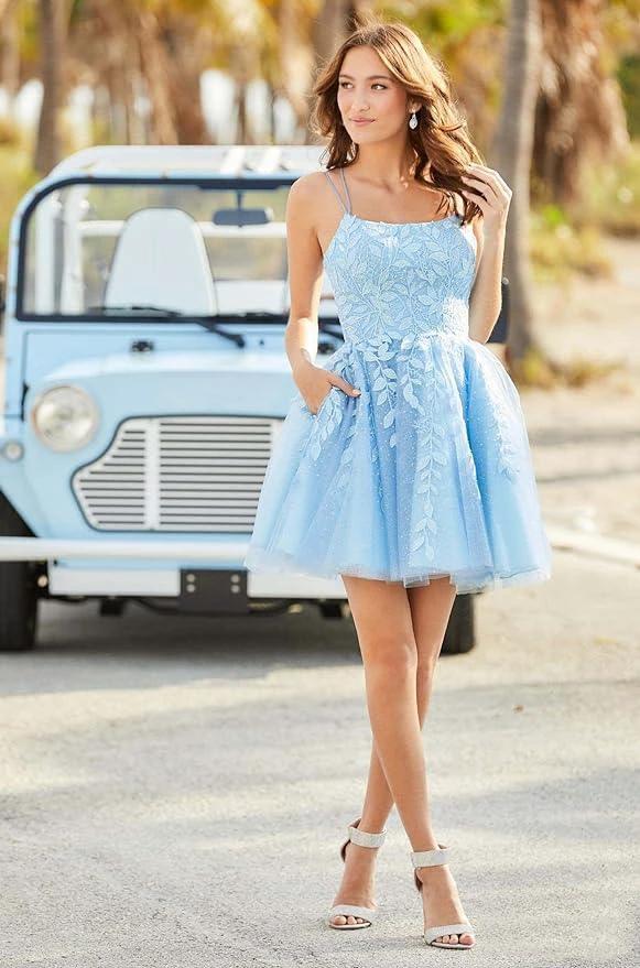 Homecoming Dresses for Teens Tulle Junior Prom Dress with Pockets SYH49 - Image 3