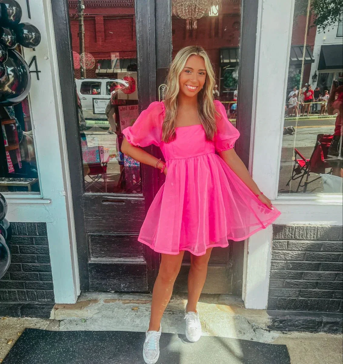 Hot Pink A-line Puffy Dress Short Homecoming Dress Y2098 - Image 3