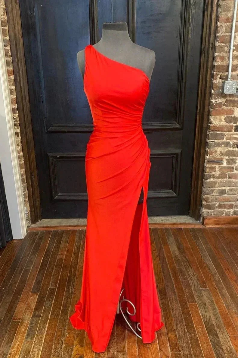 Hot Pink One Shoulder Prom Dress With Slit SYP105 - Image 3