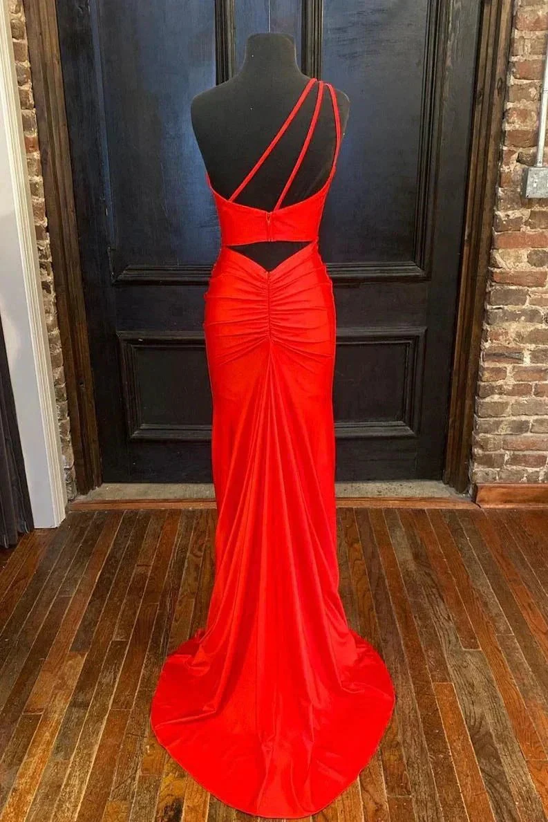 Hot Pink One Shoulder Prom Dress With Slit SYP105 - Image 4