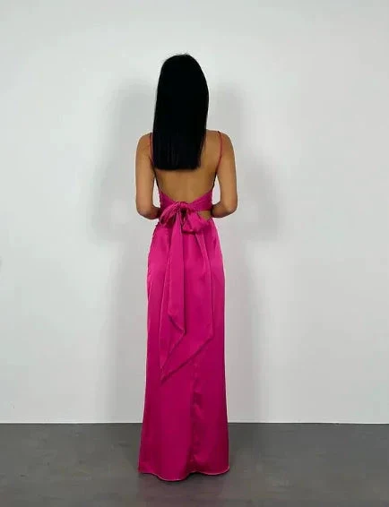 Hot Pink Sexy Sheath Long Prom Dress Backless Evening Gown Y7894 - Image 3