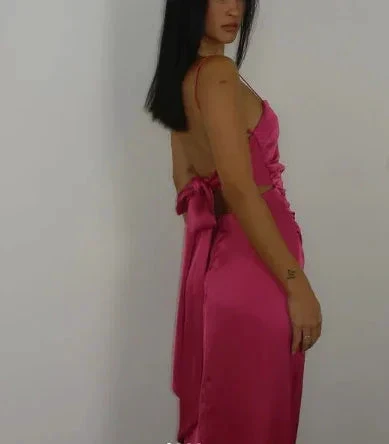 Hot Pink Sexy Sheath Long Prom Dress Backless Evening Gown Y7894 - Image 4