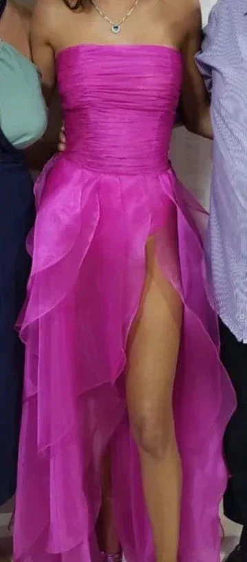 Hot Pink Simple Strapless Evening Dress Long Prom Dress Y7980 - Image 2