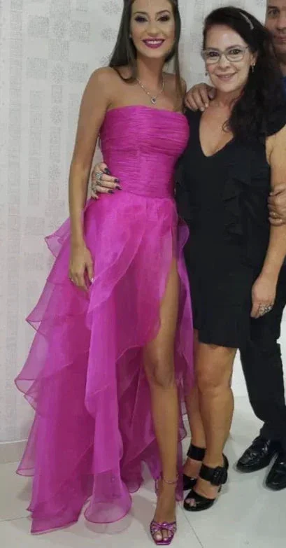 Hot Pink Simple Strapless Evening Dress Long Prom Dress Y7980 - Image 3