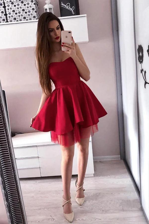 A-line Pink Sweetheart Satin Homecoming Dresses  PD244 - Image 4