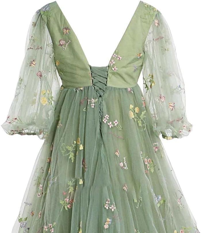 Embroidery Tulle Robe Maternity Dress for Photoshoot Ball Gown Slit Pregnancy Baby Shower Gown - Image 3