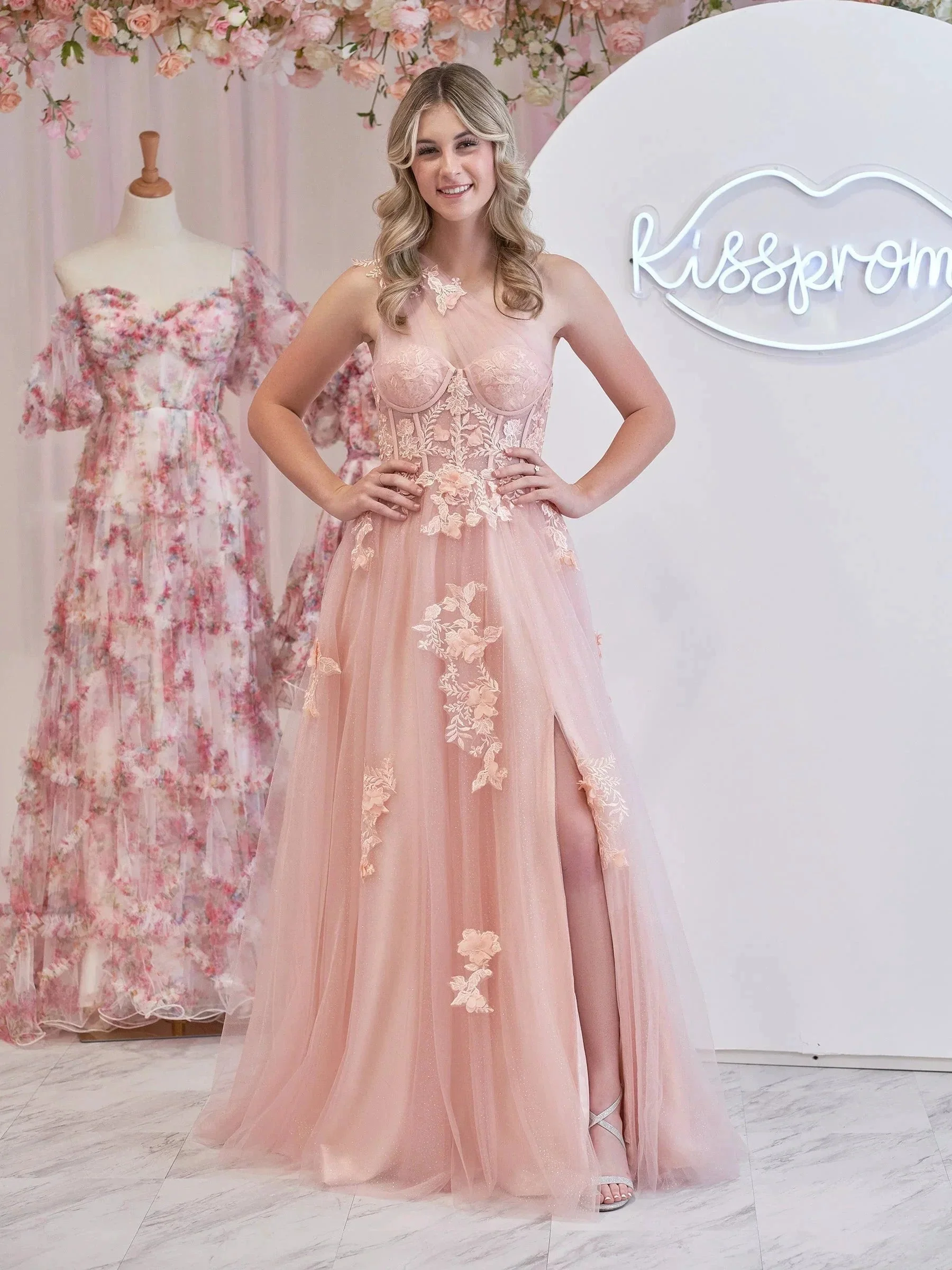 A Line One Shoulder Black Long Prom Dress with Appliques - Image 6