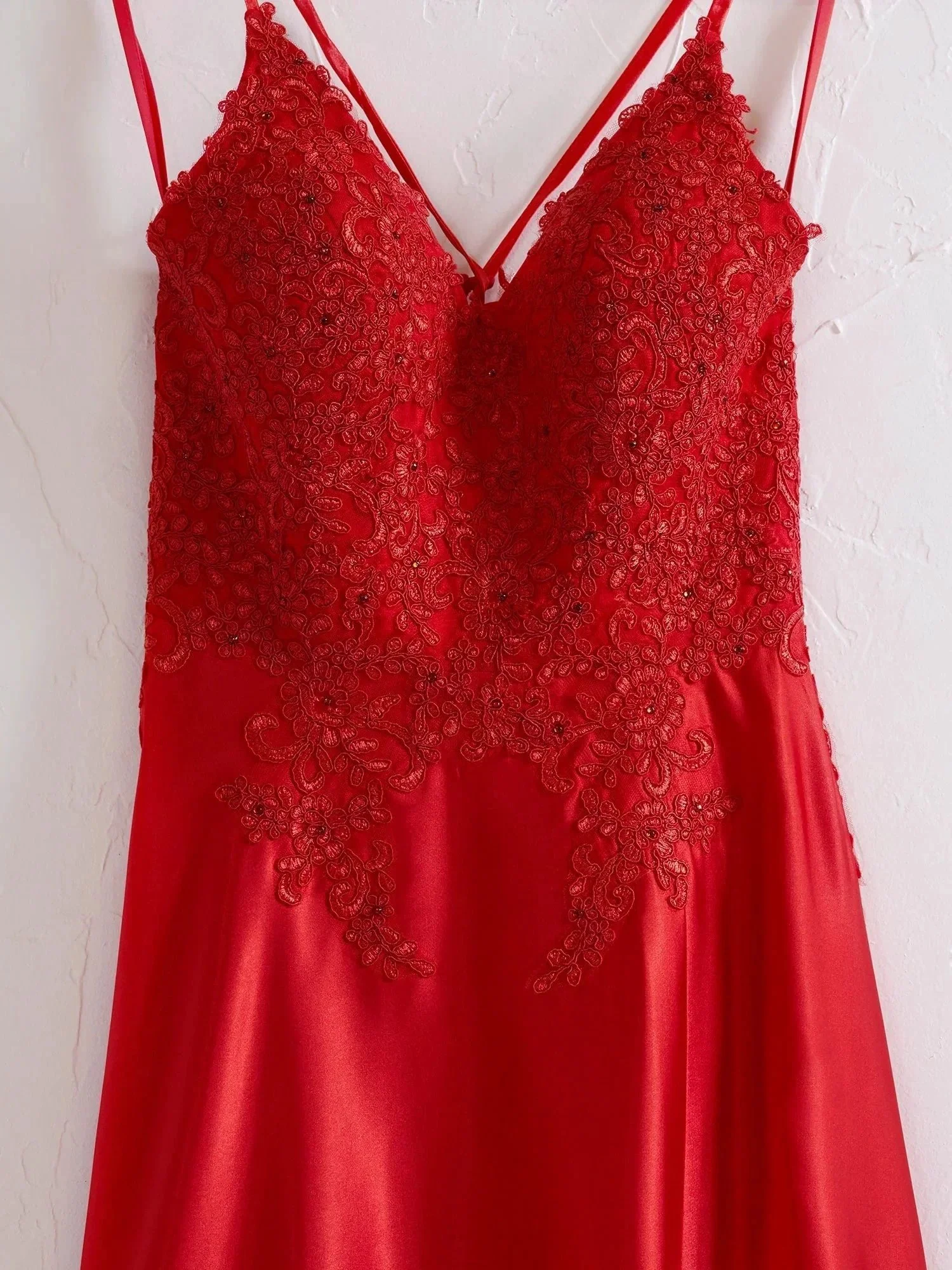 Sunnderly A-line Spaghetti Straps Corset Back Prom Dress With Split - Image 3