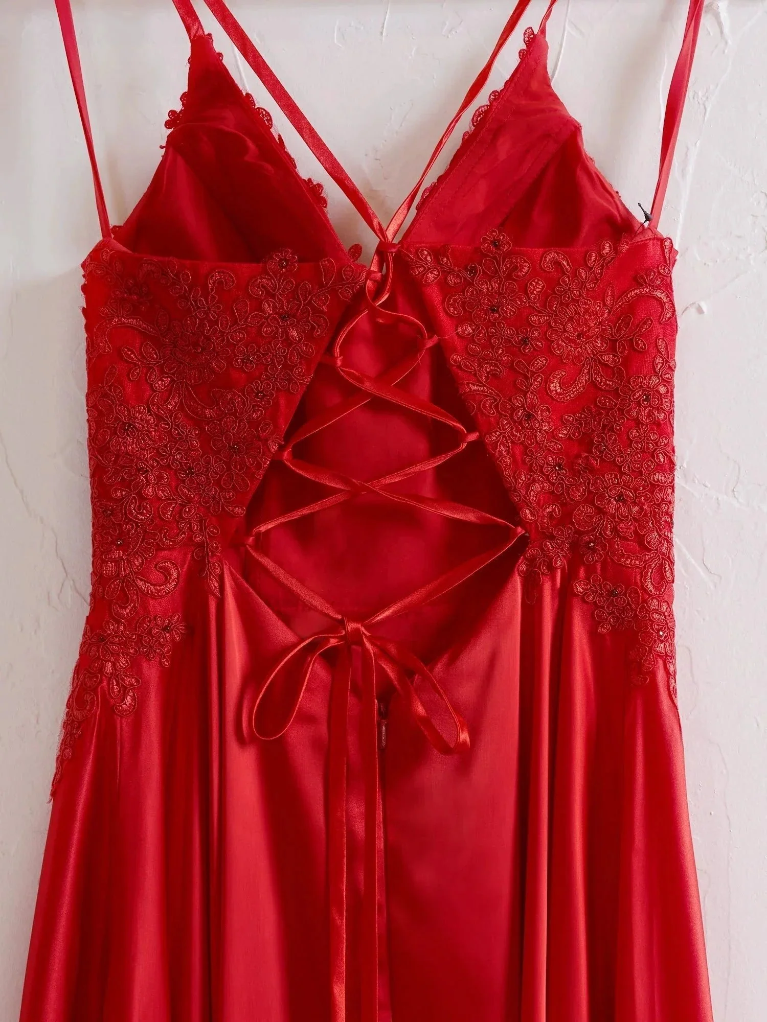 Sunnderly A-line Spaghetti Straps Corset Back Prom Dress With Split - Image 4